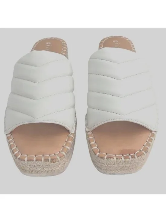 Gianni Bini Evert White Quilted Leather Upper Platform Espadrille Sandals 9M - Picture 7 of 7